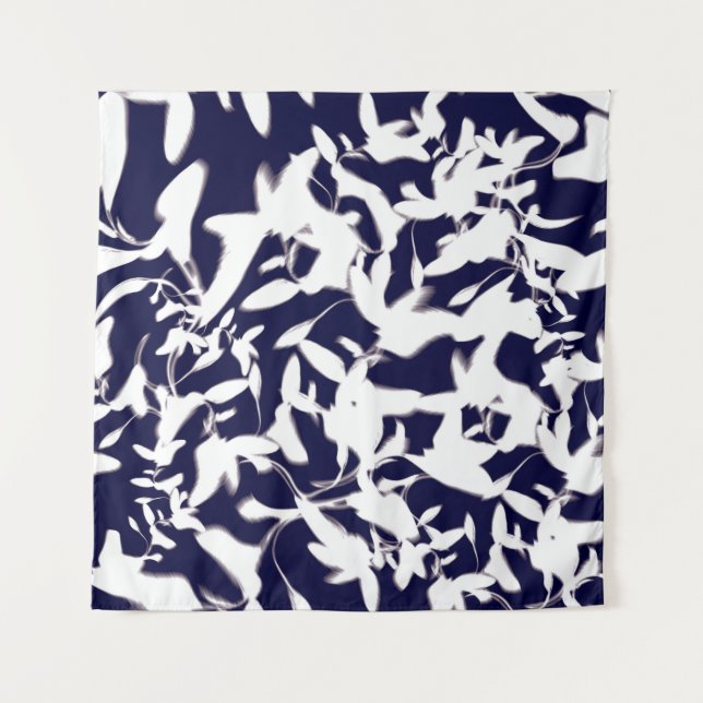 Navy & White colour pattern design made with plant Tapestry (Front)