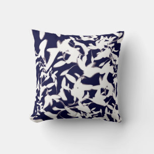 Navy & White colour pattern design made with plant Throw Pillow