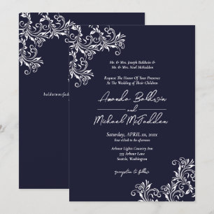 Navy & White Elegant Style Wedding Invitation