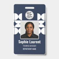 Navy White Geometric Half Circle Pattern Photo ID