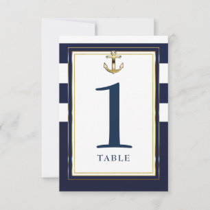 Navy White & Gold Anchor Nautical Table Seating Invitation