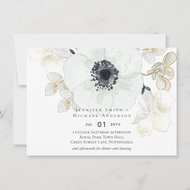 Navy White Gold Floral Wedding (Front)