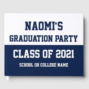 Navy & White Graduation Party Class of 2024 Guest Book