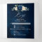 Navy White Ivory Geometric Tri-fold Wedding invite