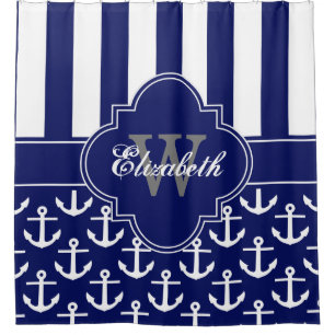 Navy White LG Anchor Stripe 1ICBR Monogram