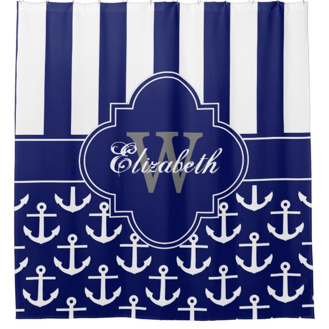 Navy White LG Anchor Stripe 1ICBR Monogram (Front)
