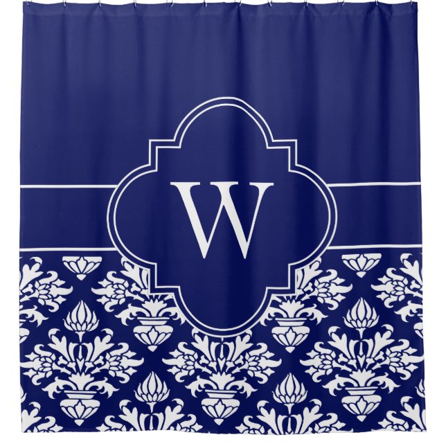 Navy White LG Damask #3 1ICBR Navy Monogram (Front)