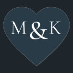 Navy & White Modern Elegant Name Initial Wedding Heart Sticker<br><div class="desc">Navy & White Modern Elegant Name Initial Wedding Engagement Heart Sticker

See matching collection in our store</div>