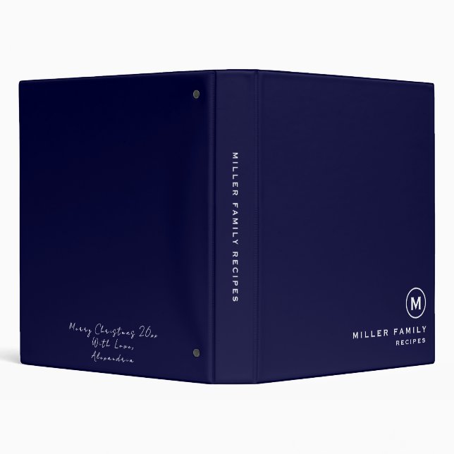 Navy White Monogram Family Binder (Background)