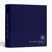 Navy White Monogram Initial Family Recipe
