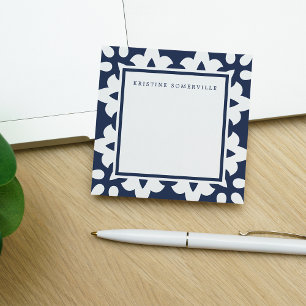 Navy & White Moroccan Border Personalized Post-it Notes