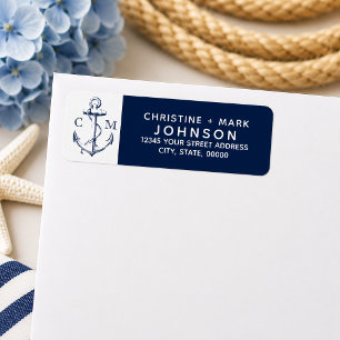 Navy + White Nautical Sketch Anchor Couple  