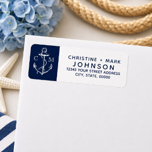Navy + White Nautical Sketch Anchor Couple