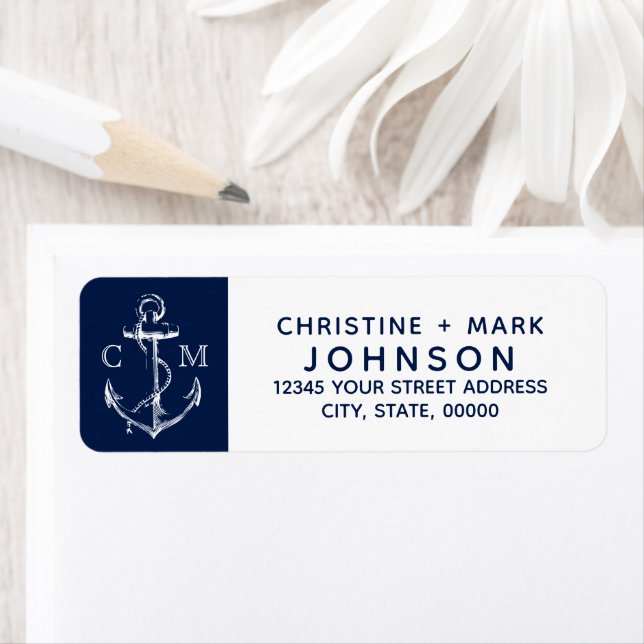Navy + White Nautical Sketch Anchor Couple (Insitu)
