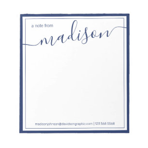  Navy White Personalized Name   From The Desk Of N Notepad