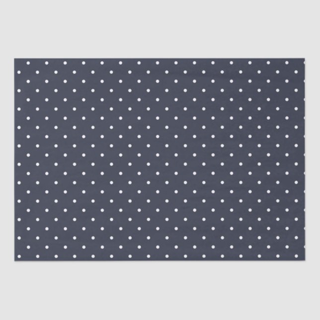 Navy White Polka Dots Tissue Paper (Front)