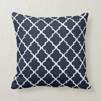 Navy & White Quatrefoil Design Decorative  Throw Pillow