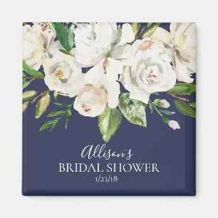 Navy & White Roses Bridal Shower Favour  Magnet