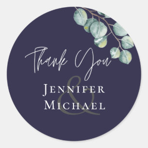  Navy White Sage THANK YOU Eucalyptus Stickers