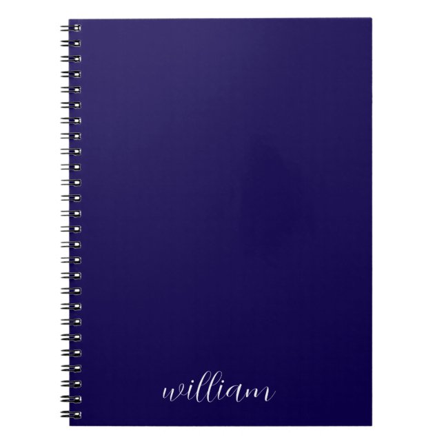 Navy White Script Girly Monogram Gift notebook (Front)