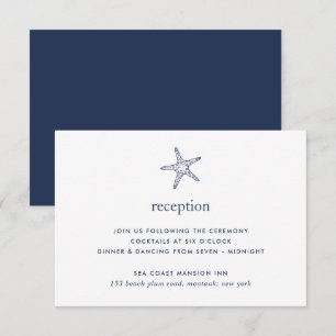 Navy & White Starfish Reception Card