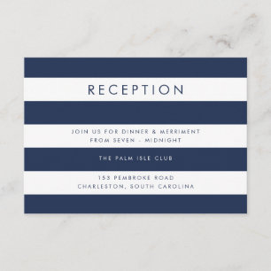 Navy & White Stripe Reception Card