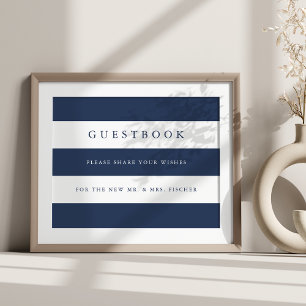 Navy & White Stripe Wedding Guestbook Sign