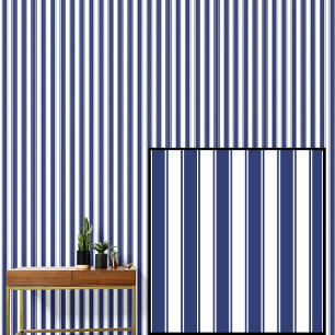 Navy & White Stripes Wallpaper