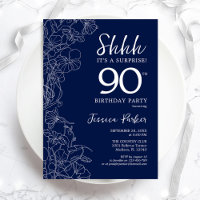 Navy White Surprise 90th Birthday