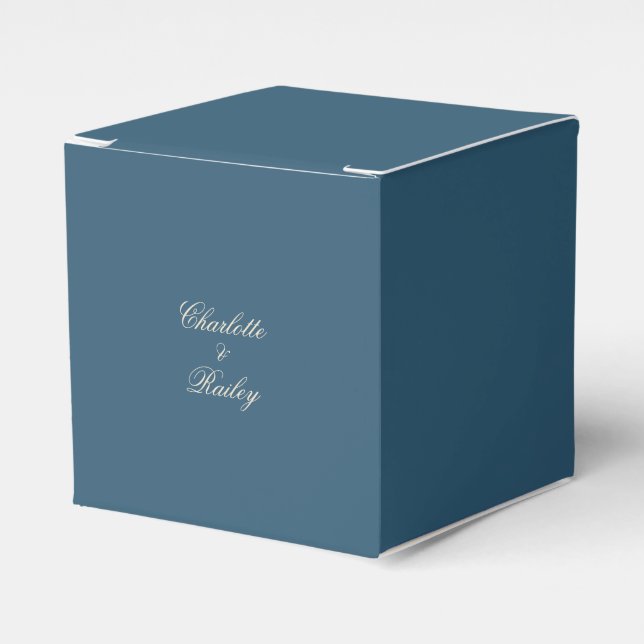 Navy White Wedding Favor Box (Front Side)
