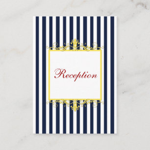 Navy White Yellow Stripes Scrolls Enclosure Card
