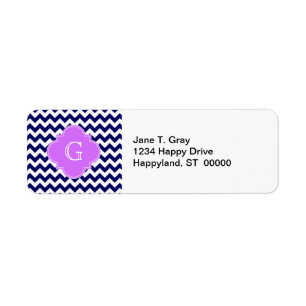 Navy Wht Chevron Lilac Purple Quatrefoil Monogram