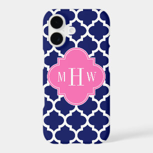 Navy Wht Marocain #5 Rose Chaud 3 Monogramme Initi