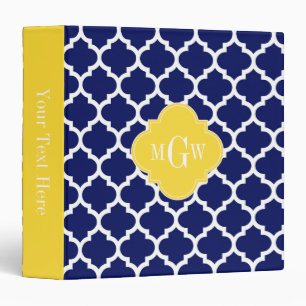 Navy Wht Moroccan #5 Pineapple 3 Initial Monogram Binder