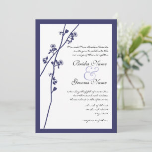 Navy Wild Flower Branches Wedding Invitation