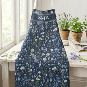Navy Wildflower Botanical Garden Birthday Apron