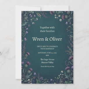 Navy Wildflower Wedding Invitation