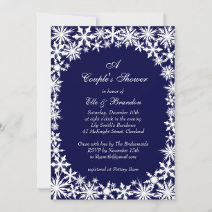 Navy Winter Lace Couple's Shower Invitation