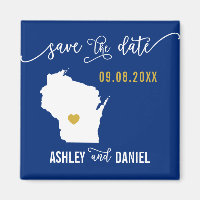 Navy Wisconsin Wedding Save the Date Map