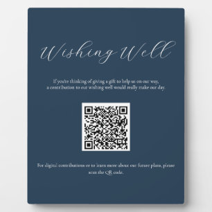 Navy Wishing Well Sign with QR Code Plaque