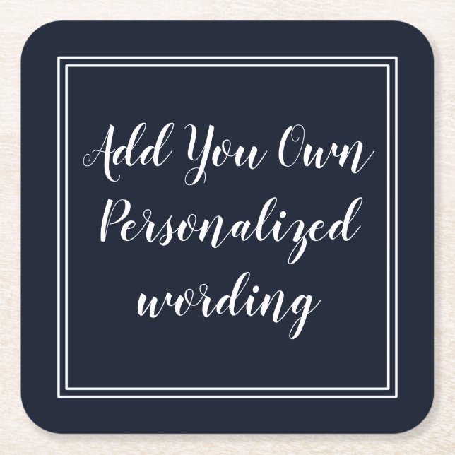 Navy with borders personalised coaster (Front)