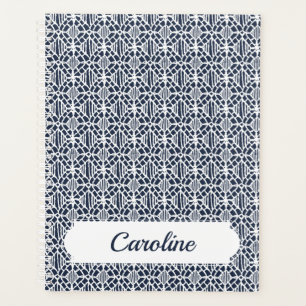 Navy With White Crochet Lace Pattern Planner