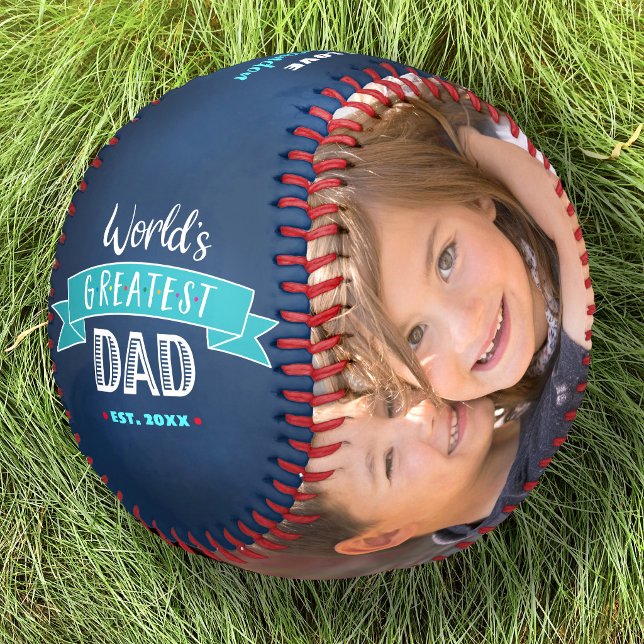 Navy World’s Greatest Dad Turquoise Banner Bold Baseball (Creator Uploaded)