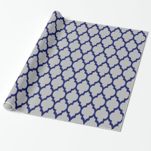 Navy XL Moroccan Quatrefoil #4 Wrapping Paper