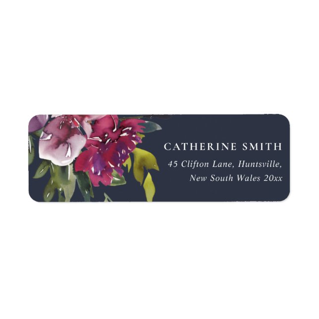 NAVY YELLOW BLUSH BURGUNDY FLORAL BUNCH ADDRESS (Front)