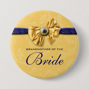 Navy yellow bridal party wedding 3 inch round button