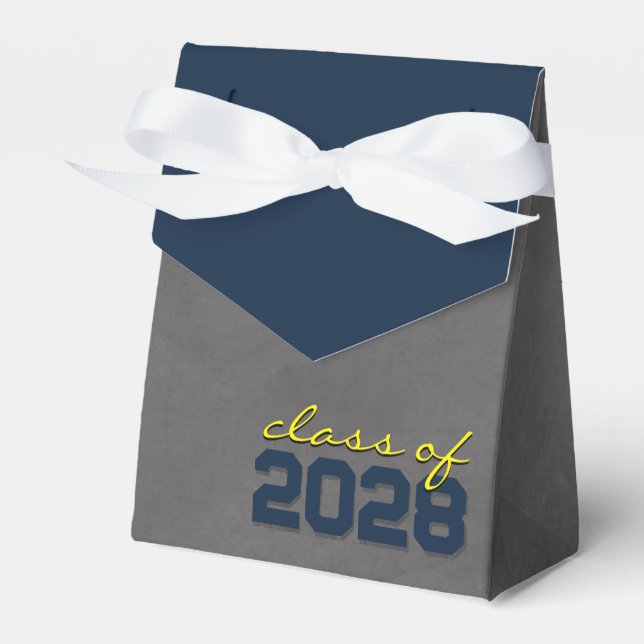 Navy & Yellow Chalkboard Graduation Gift Boxes (Front Side)
