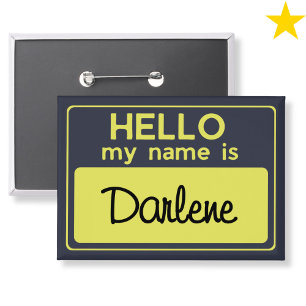 Navy Yellow Custom Name Hello My Name Is