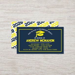 Navy & Yellow Graduation Mini Graduation Invites
