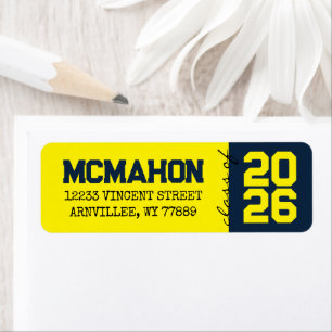 Navy & Yellow Graduation Return Address Labels